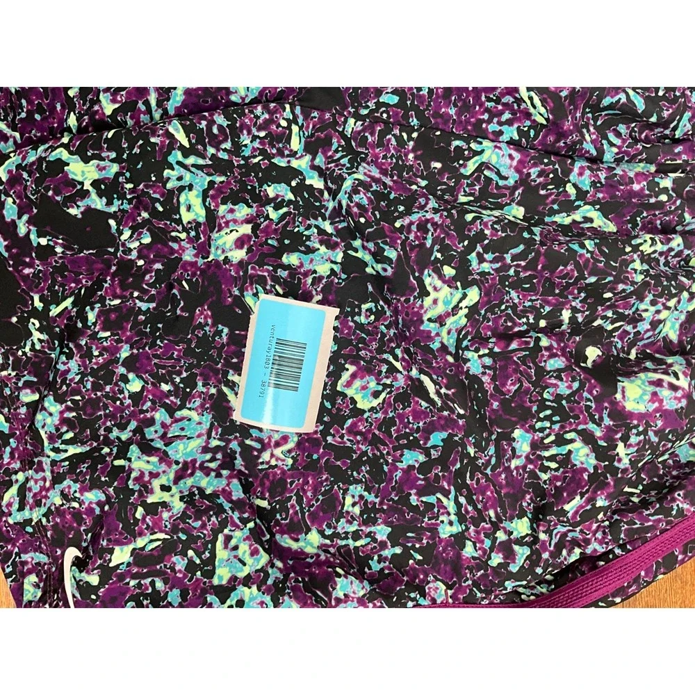 Nike‎ Dri-FIT Running Shorts Purple Aqua Abstract Print Teen's Size L Thailand